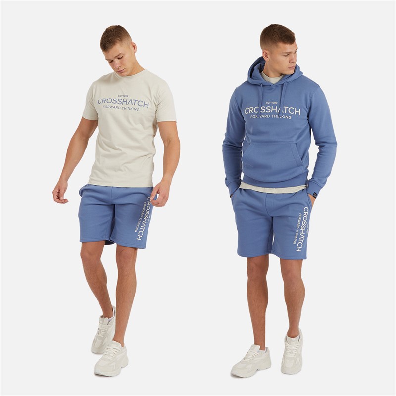 Mens Ernies Hoodie T-Shirt And Shorts Set Pack A - Denim Blue/Light Stone 3 Mens Ernies Hoodie T-Shirt And Shorts Set Pack A - Denim Blue/Light Stone