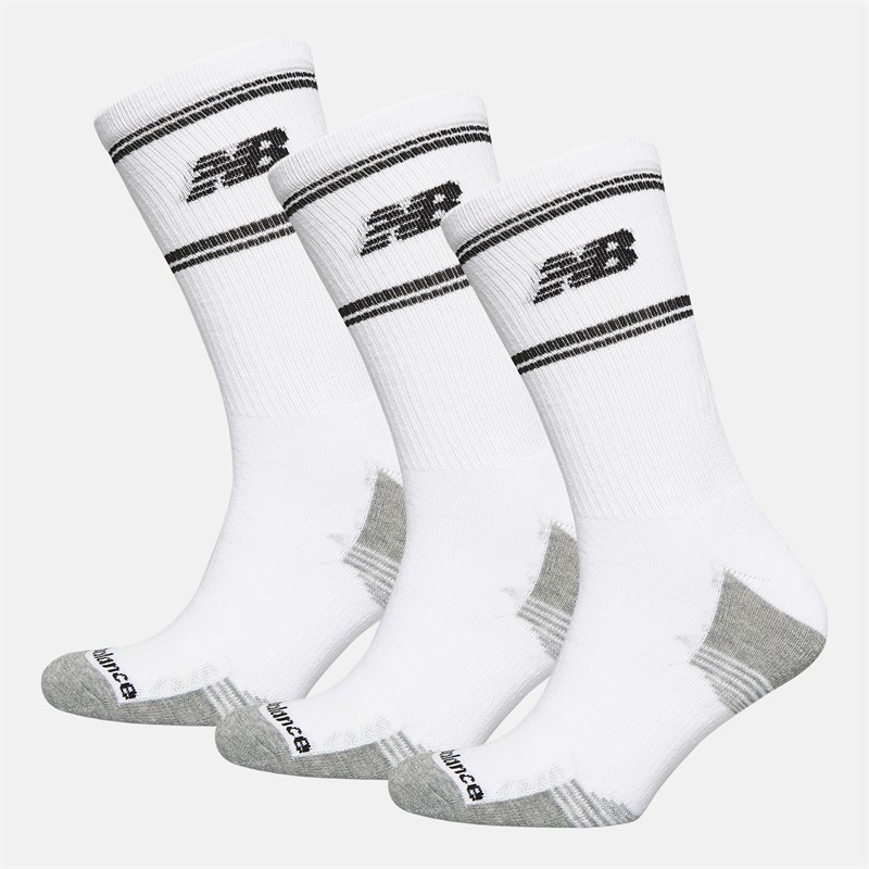 In Stripe Logo Three Pack Crew Socks White/Black