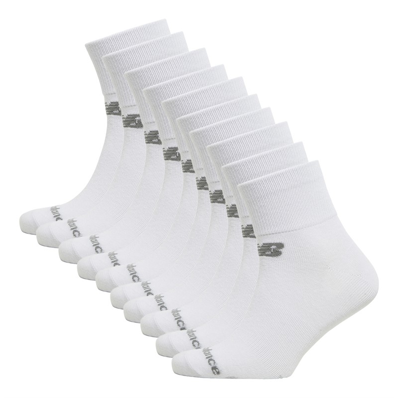 Ten Pack Cushioned Quarter Socks White