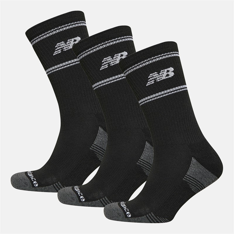 In Stripe Logo Three Pack Crew Socks Black/White