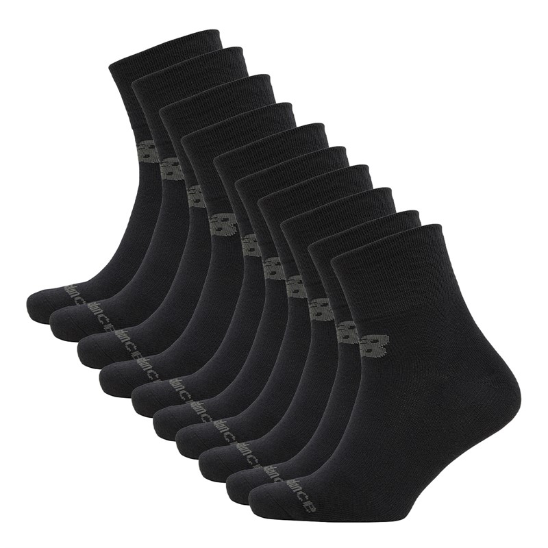 Ten Pack Cushioned Quarter Socks Black