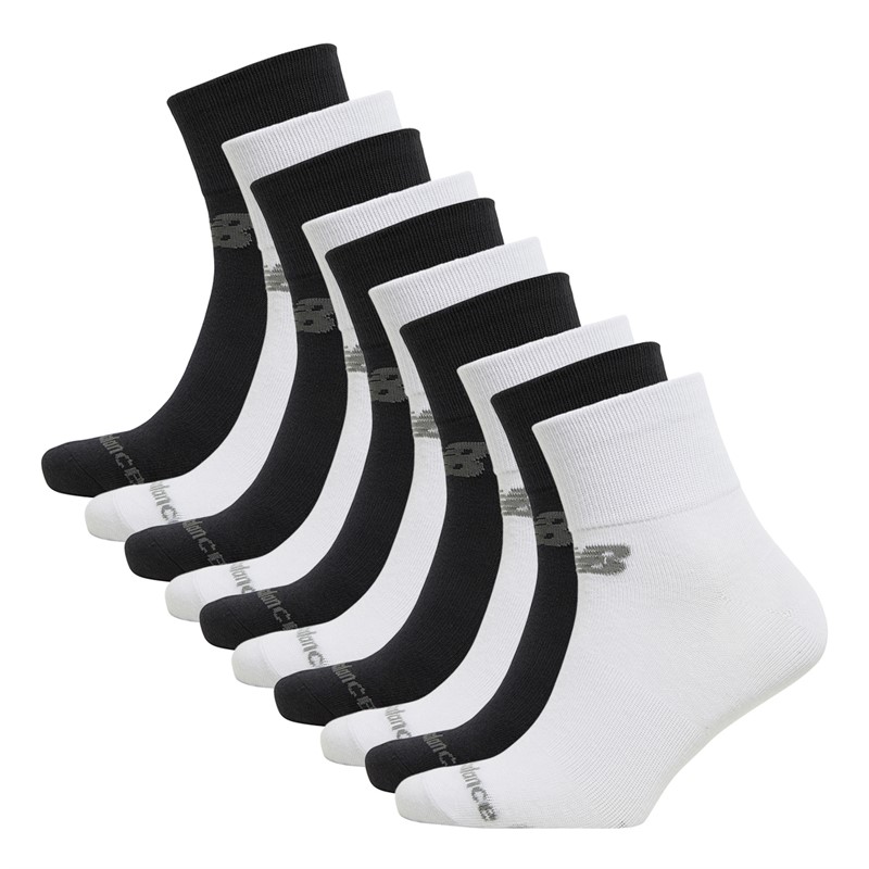 Ten Pack Cushioned Quarter Socks Black/White/Grey