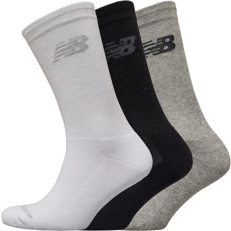 Three Pack Cushioned Crew Socks Black/Grey/White