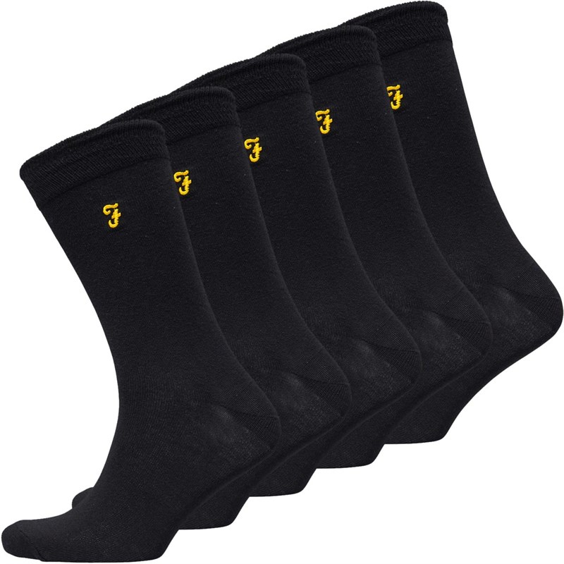 Mens Kinley Five Pack Socks Black