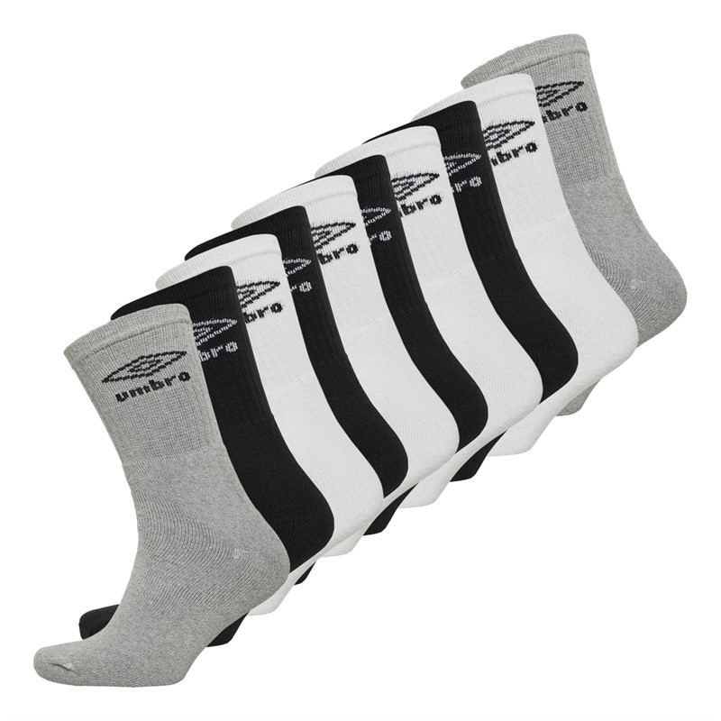 Mens Ten Pack Crew Socks Black/White/Grey
