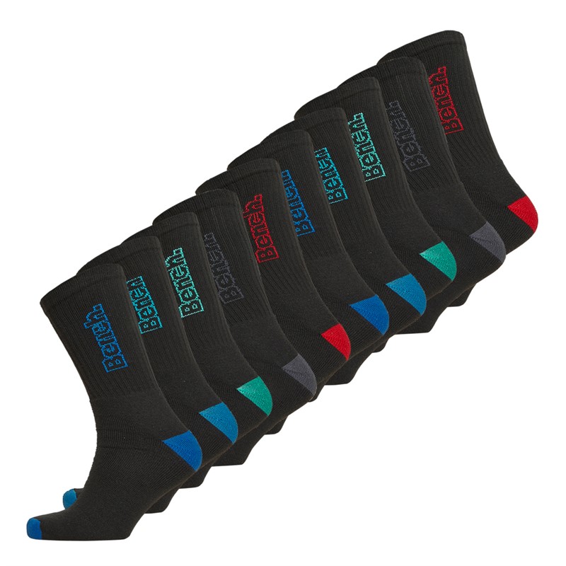 Mens Atlas Ten Pack Crew Socks Black/Multi