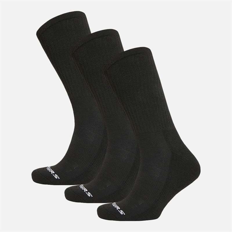 Mens Three Pack Crew Socks Black
