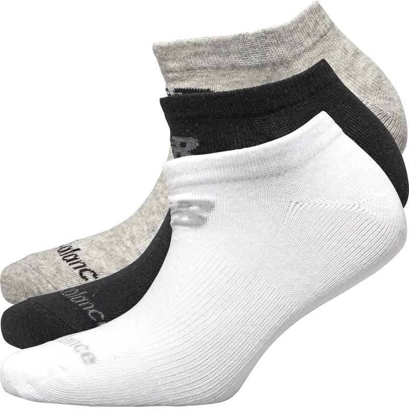 Three Pack No Show Socks Black/Grey/White