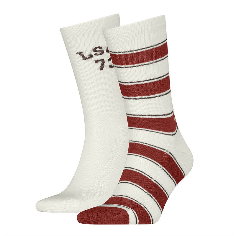 Rugby Stripe Two Pack Regular Cut Socks Off White 1 Rugby Stripe Two Pack Regular Cut Socks Off White