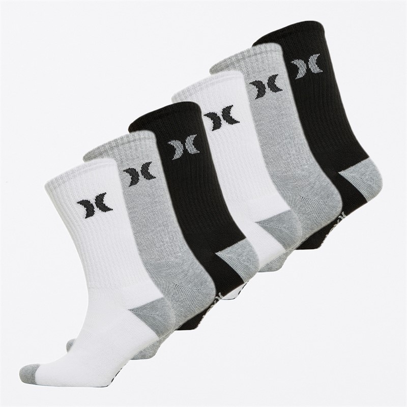 Mens 1/2 Terry Six Pack Crew Socks White/Multi 1 Mens 1/2 Terry Six Pack Crew Socks White/Multi