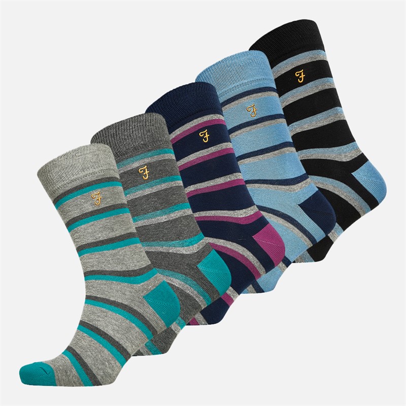 Mens Detto Five Pack Socks Mixed