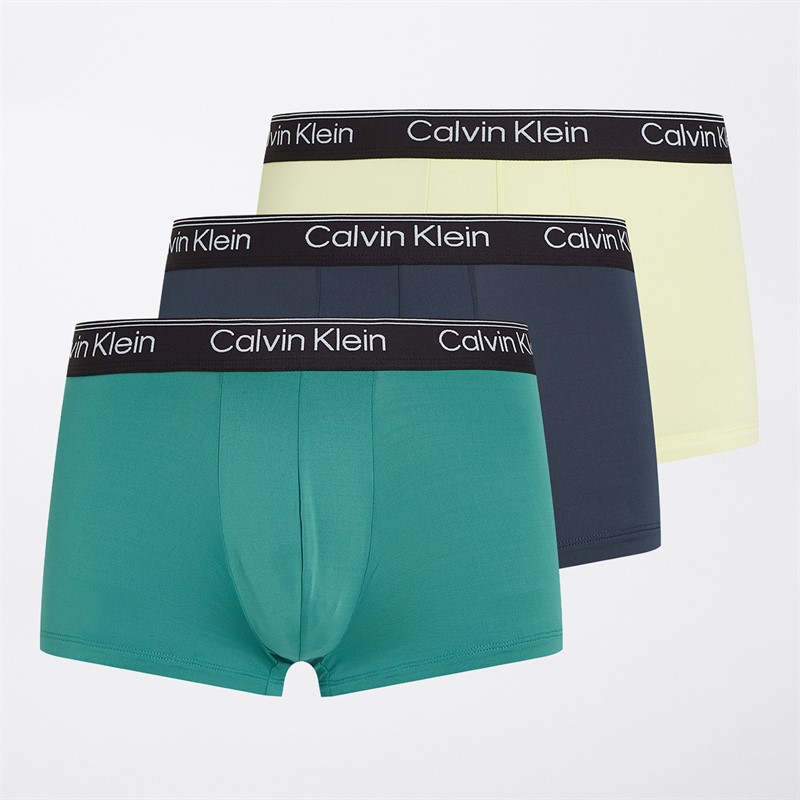 Mens Three Pack Low Rise Trunks Ink/Pale Lime Yellow/Lively Teal