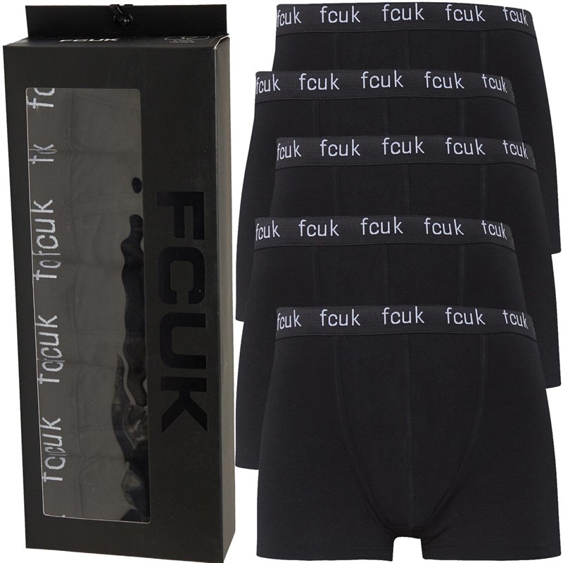 Mens FCUK Five Pack Boxers FCUK 2 Black