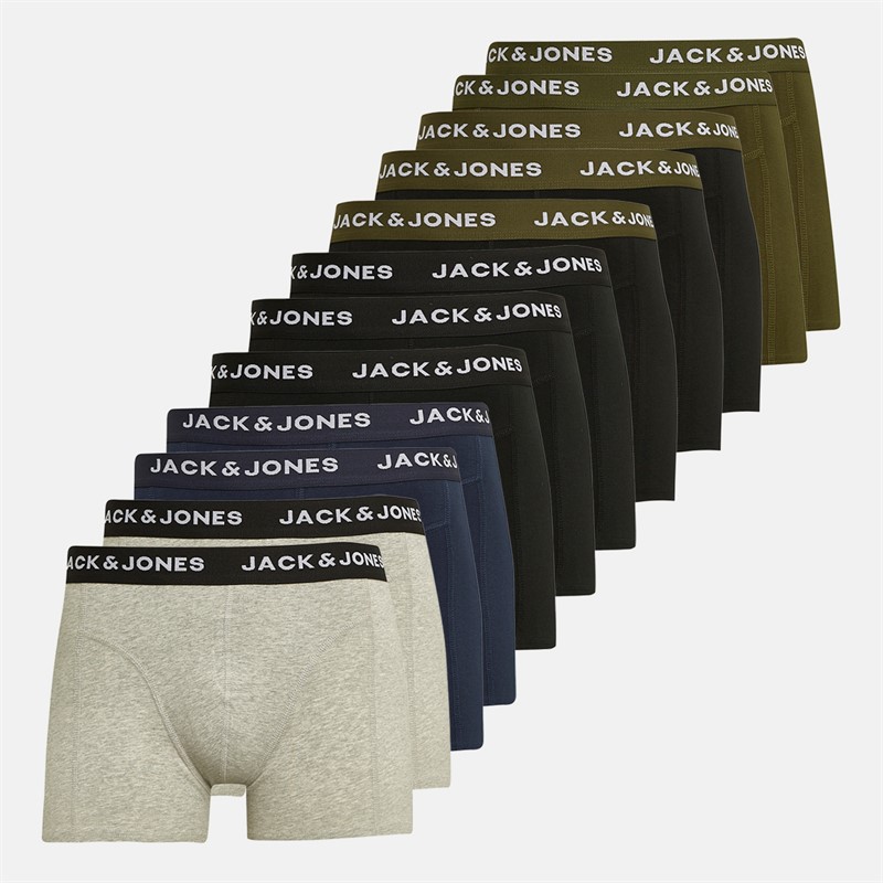 Mens Benja Solid Twelve Pack Trunks Black/Black/Black/Navy/Navy/Forest Night/Forest Night/Black/Black/Black