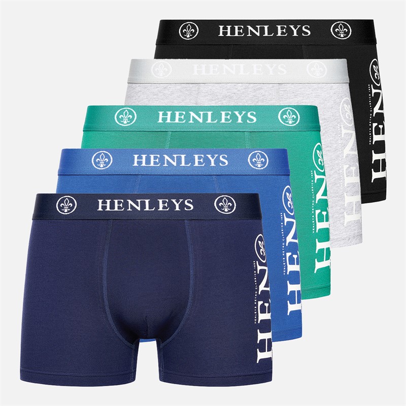 Mens Kelmack Five Pack Boxers Black/Peacoat/Blue/Grey Marl/Green