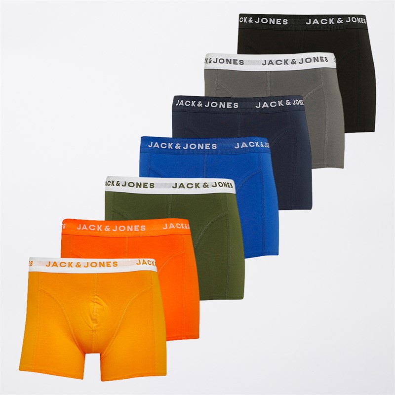 Mens Theo Solid Seven Pack Trunks Black/Navy Blazer/Surf The Web/Scarlet Ibis/Rifle Green/Flame Orange/Magnet 1 Mens Theo Solid Seven Pack Trunks Black/Navy Blazer/Surf The Web/Scarlet Ibis/Rifle Green/Flame Orange/Magnet