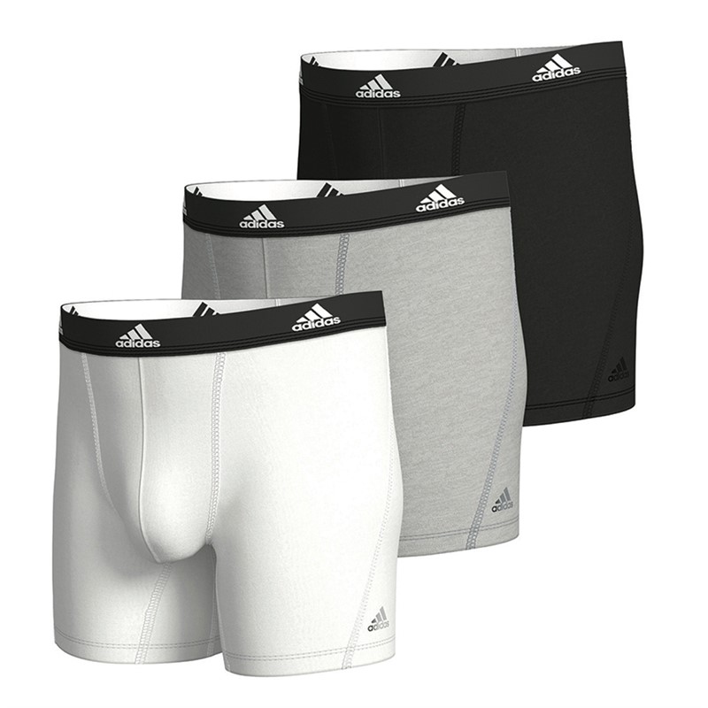 Mens Active Flex Cotton Three Pack Boxers Black/White/Grey