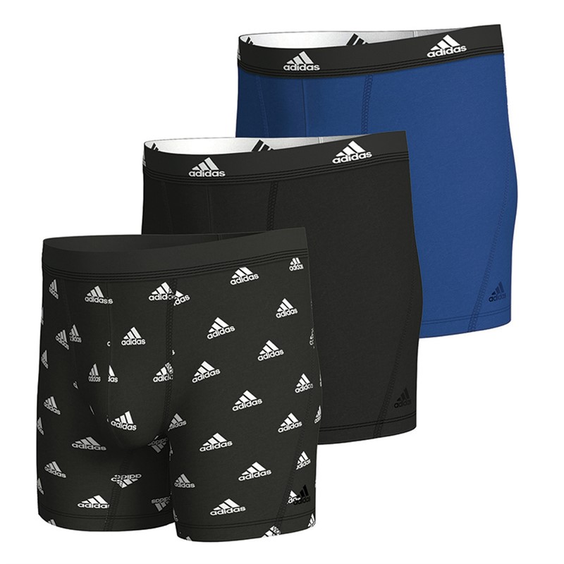 Mens Active Flex Cotton Three Pack Boxers Black/Blue 1 Mens Active Flex Cotton Three Pack Boxers Black/Blue