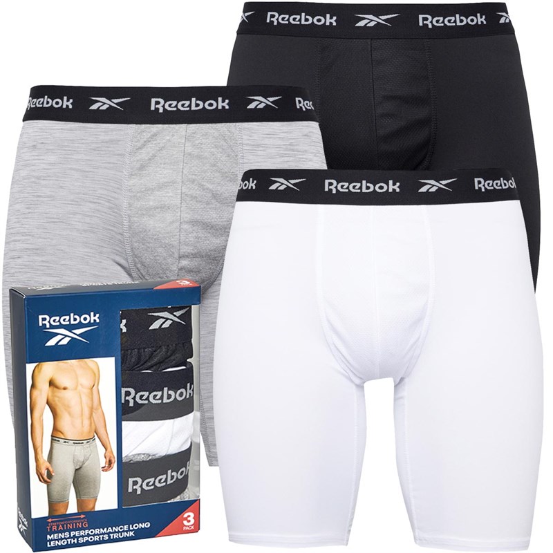 Mens Hogan Performance Three Pack Long Trunks Black/White/Grey Marl 1 Mens Hogan Performance Three Pack Long Trunks Black/White/Grey Marl