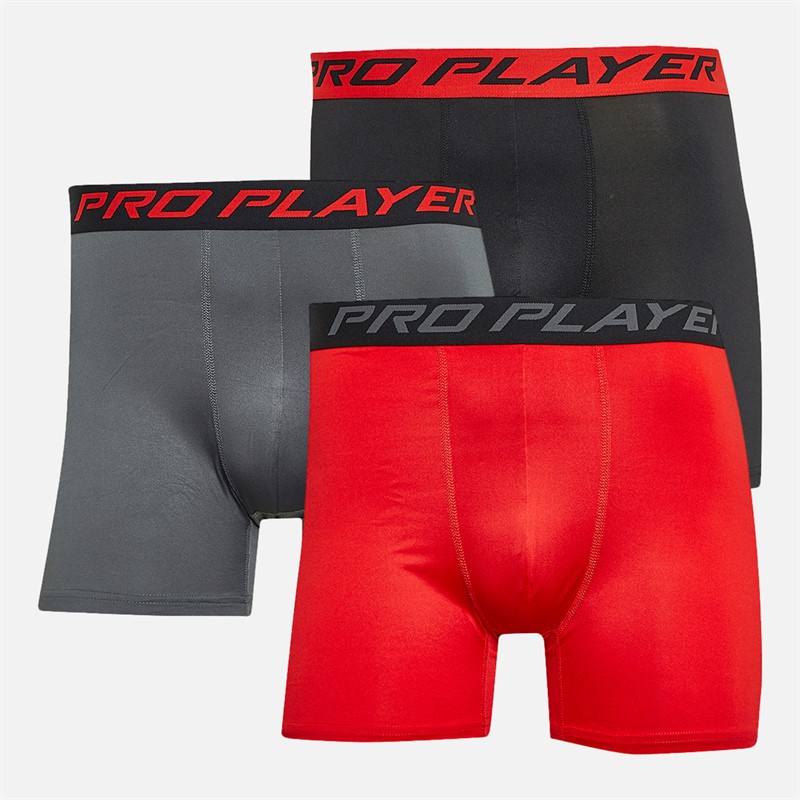 Mens Performance Three Pack Boxers Black/Red/Grey