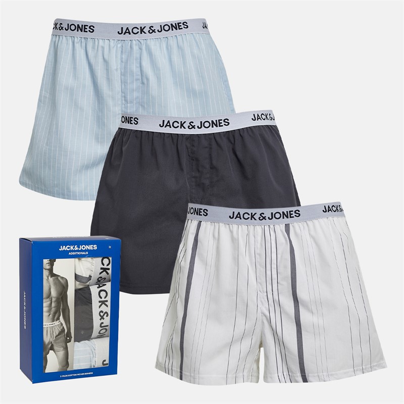 Mens Anchor Three Pack Woven Boxers Bright White/India Ink/Subdued Blue 1 Mens Anchor Three Pack Woven Boxers Bright White/India Ink/Subdued Blue