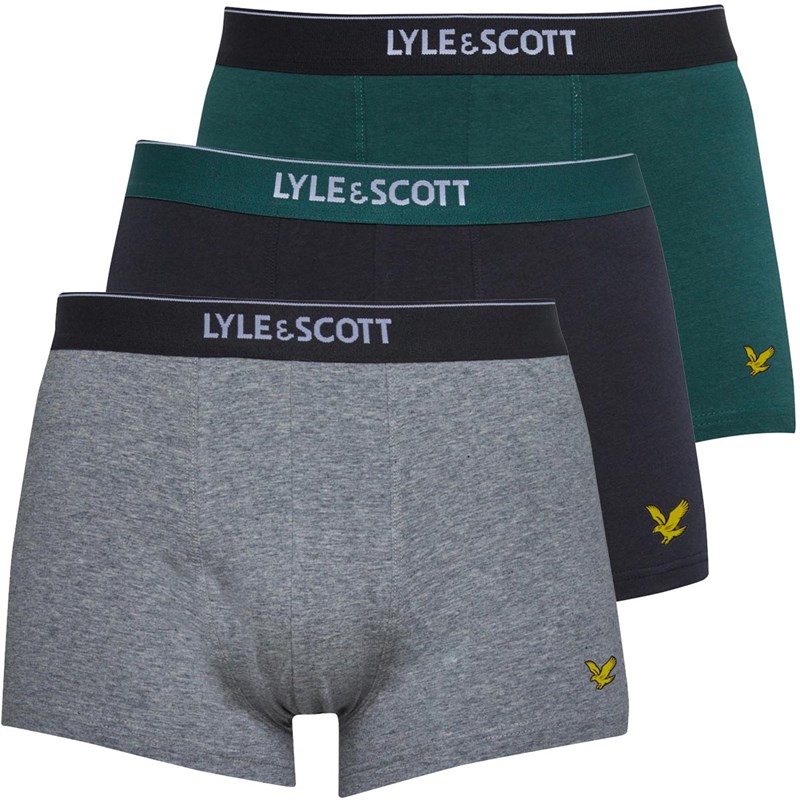 Mens Fergus Three Pack Boxers Black/Grey Marl/Pine Grove