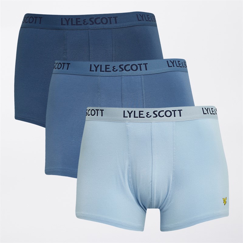 Mens Barclay Three Pack Trunks Blue Horizon/Chambray Blue/Dark Denim