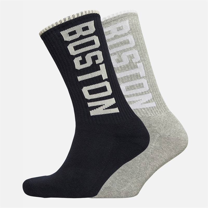 Boston Logo Two Pack Crew Socks Black/Grey