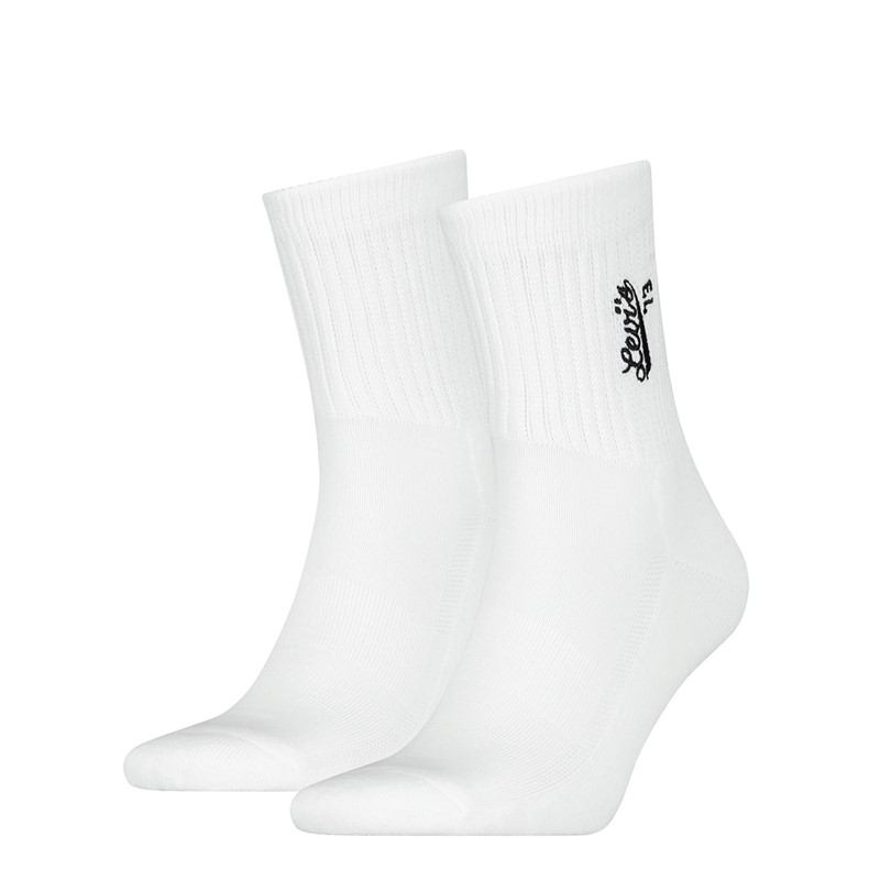 Mens Embroidery Two Pack Short Cut Socks White Combo