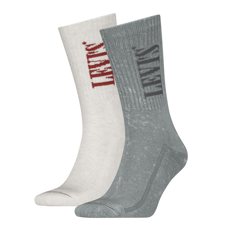Mens Wash Logo Two Pack Regular Cut Socks White/Grey