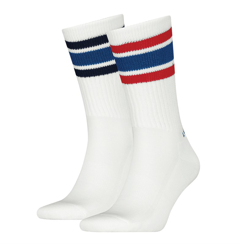 Two Pack Regular Cut Socks White/Blue/Red
