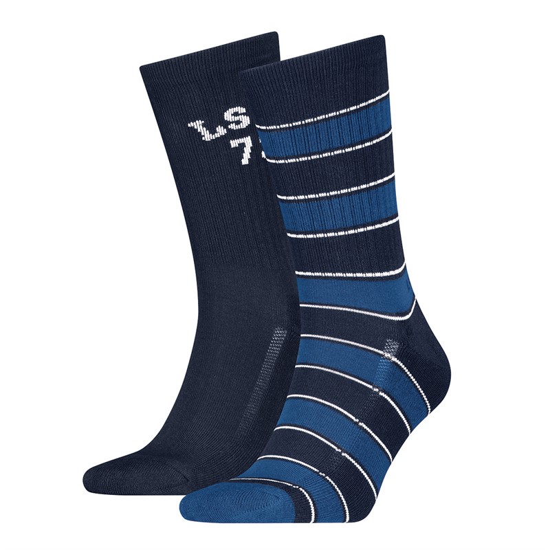 Rugby Stripe Two Pack Regular Cut Socks Blue Combo 1 Rugby Stripe Two Pack Regular Cut Socks Blue Combo