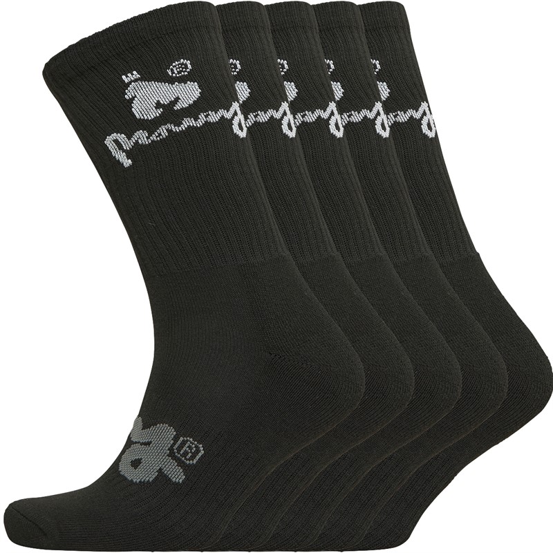 Mens Five Pack Sig Ape Crew Socks Black
