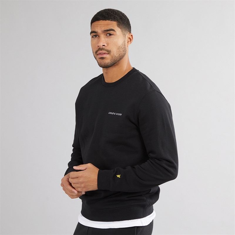 Mens Embroidered Crew Neck Sweatshirt Z893 Jet Black/White 1 Mens Embroidered Crew Neck Sweatshirt Z893 Jet Black/White