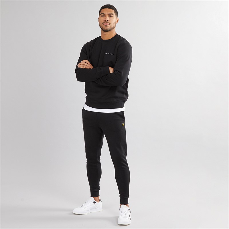 Mens Embroidered Crew Neck Sweatshirt Z893 Jet Black/White 4 Mens Embroidered Crew Neck Sweatshirt Z893 Jet Black/White