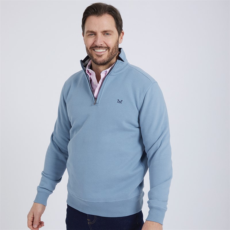 Mens 1/2 Zip Solid Sweatshirt Faded Denim 1 Mens 1/2 Zip Solid Sweatshirt Faded Denim