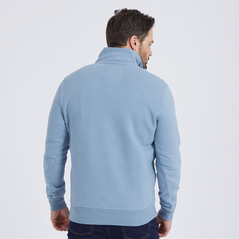 Mens 1/2 Zip Solid Sweatshirt Faded Denim 2 Mens 1/2 Zip Solid Sweatshirt Faded Denim