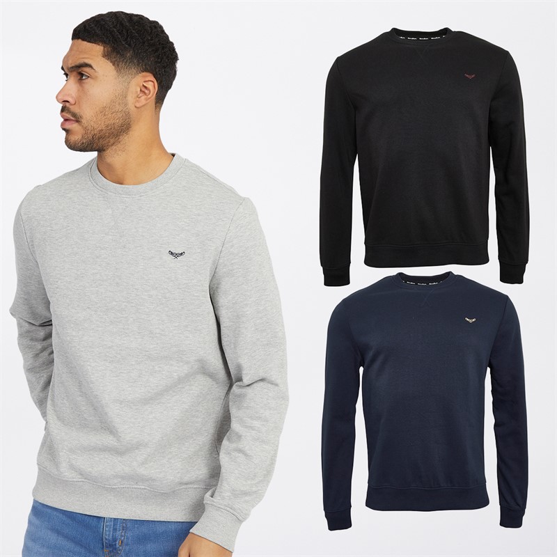 Mens Citrus Three Pack Sweatshirts Black/Navy/Grey Marl