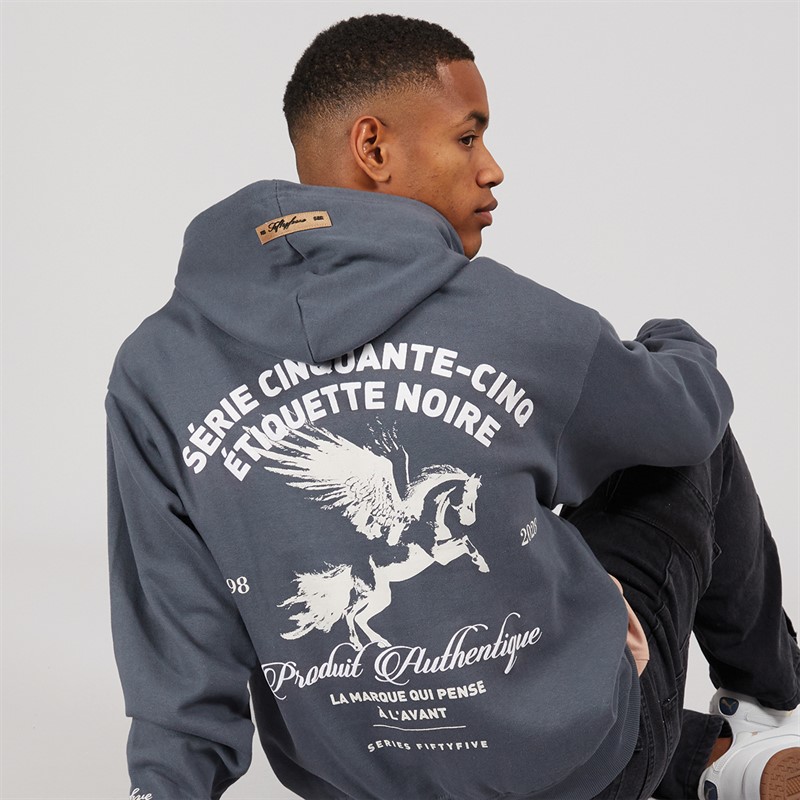 Mens Projan Front Back Logo Hoodie Steel Blue 1 Mens Projan Front Back Logo Hoodie Steel Blue