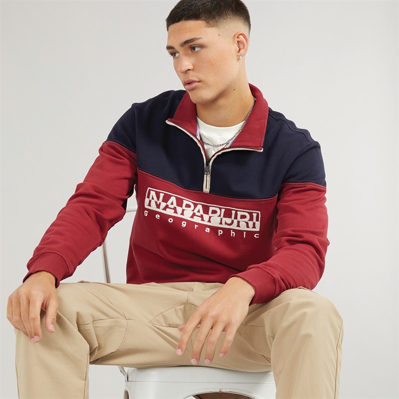 Mens Saturnia Half Zip Sweatshirt Tibetan Red