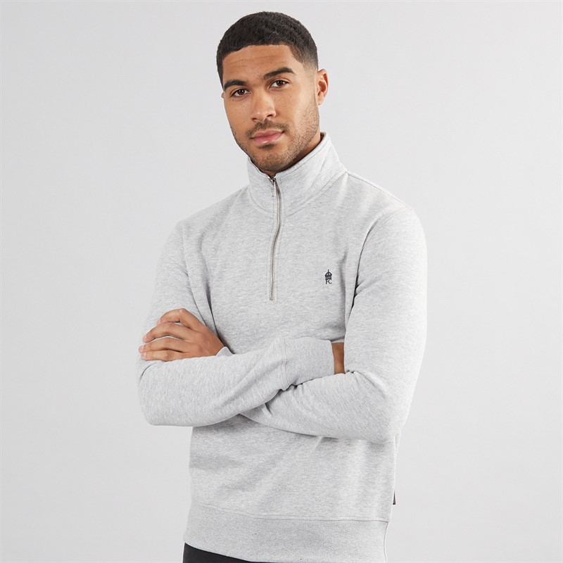Mens FC 1/2 Zip Sweatshirt Light Grey Marl 1 Mens FC 1/2 Zip Sweatshirt Light Grey Marl