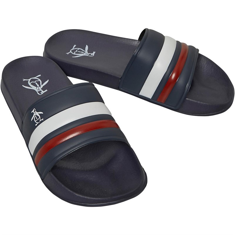 Mens Pier Retro Slides Navy Stripe