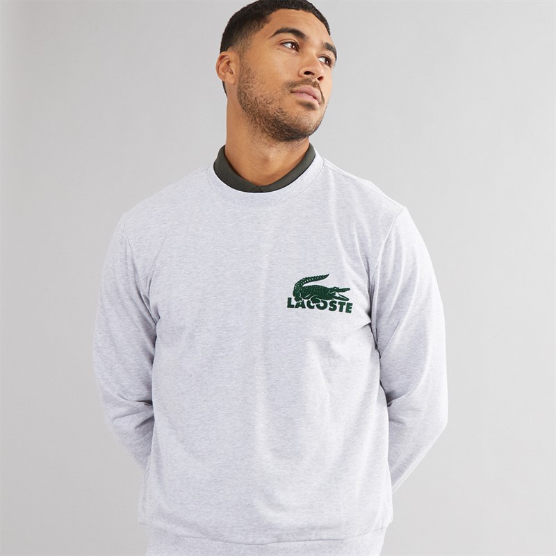 Mens Loungewear Sweatshirt Silver Chine/Green