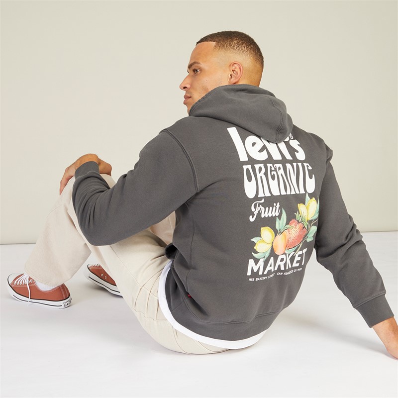 Mens Relaxed Fit Graphic Hoodie Pirate Black