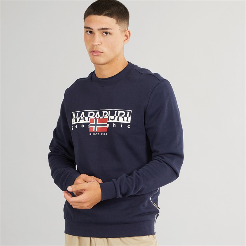 Mens Aylmer Crew Neck Sweatshirt Blue Marine