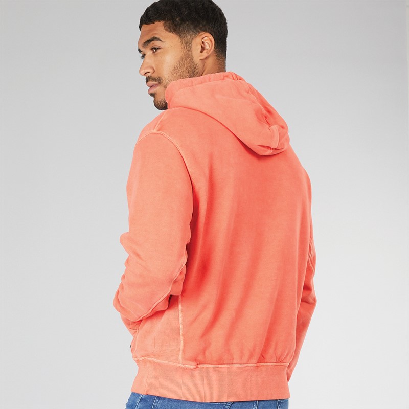 Mens TJ Label Hoodie Bright Vermillion 2 Mens TJ Label Hoodie Bright Vermillion