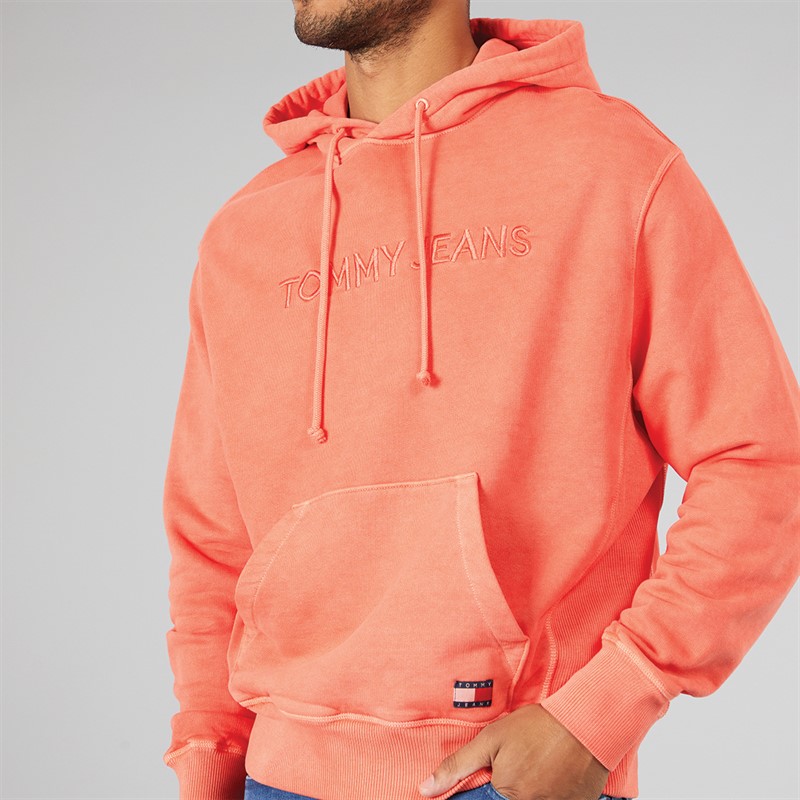 Mens TJ Label Hoodie Bright Vermillion 3 Mens TJ Label Hoodie Bright Vermillion