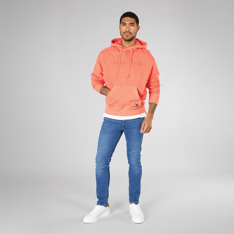 Mens TJ Label Hoodie Bright Vermillion 4 Mens TJ Label Hoodie Bright Vermillion