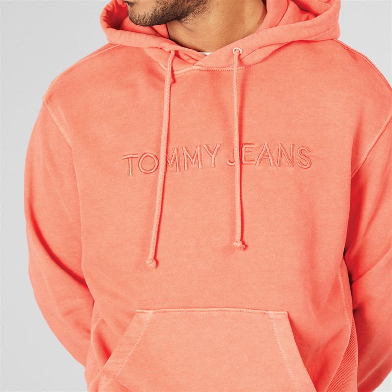 Mens TJ Label Hoodie Bright Vermillion 5 Mens TJ Label Hoodie Bright Vermillion