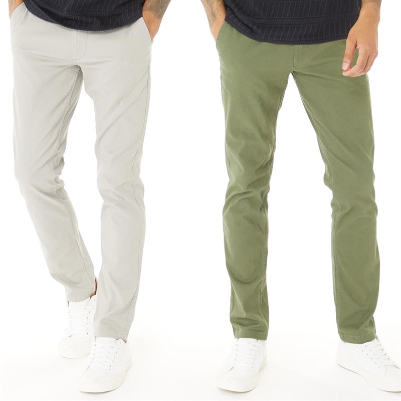 Mens Bolton Dean AKM Two Pack Chinos Ghost Gray/Olive Night